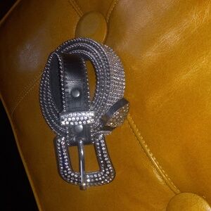 Black bedazzled belt, y2k, grundge